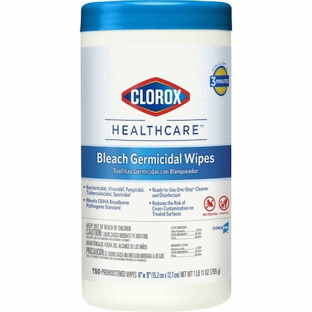 Clorox Healthcare Surface Disinfectant Cleaner Premoistened Germicidal Pull Wipe, Floral Scent NonSterile, 150PK 30577